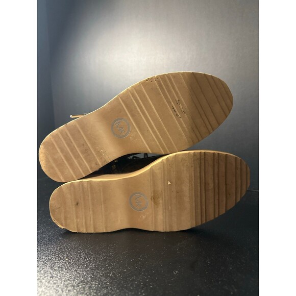 Michael Kors MK Monogram Combat Boots Brown Lace-Up Ankle Booties 6.5M - Picture 9 of 10